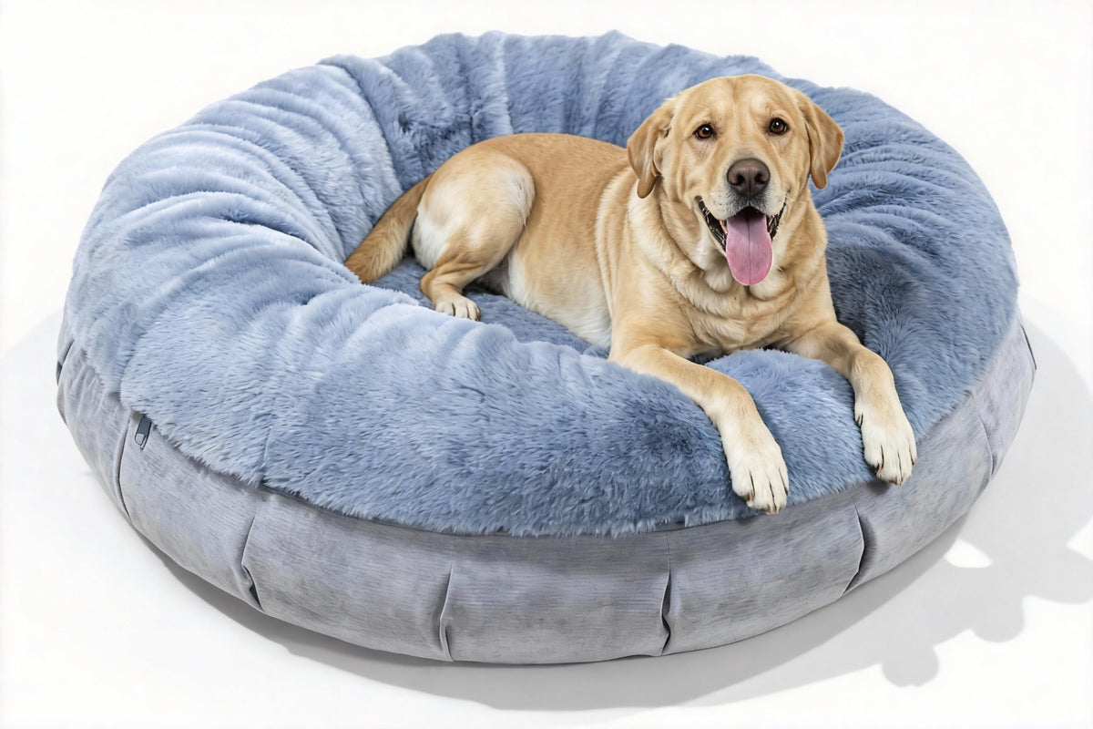 Faux Fur Round Donut Cuddler Dog Bed