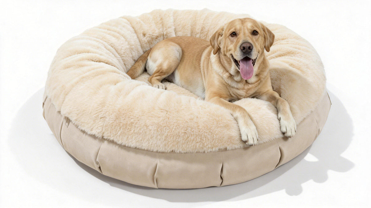 Faux Fur Round Donut Cuddler Dog Bed